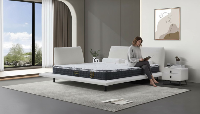 Letto Boxspring Moderno Comfort Design Letto Matrimoniale Testata Bianca Minimalista