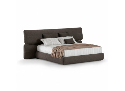 Letto imbottito moderno in tessuto lusso nero con testiera alta design