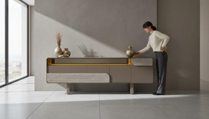 Consolle in legno beige dal design elegante