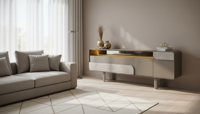 Consolle in legno beige dal design elegante