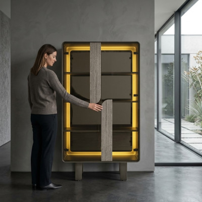 Vetrina in legno beige moderna elegante armadio