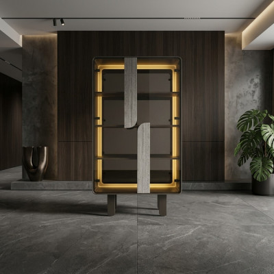 Vetrina in legno beige moderna elegante armadio