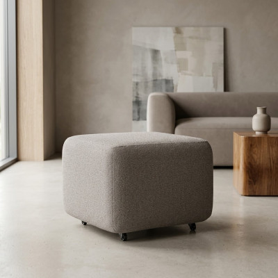 Pouf in tessuto beige moderno elegante versatile