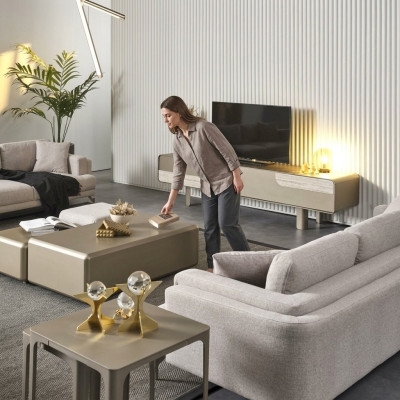 Mobile TV moderno in legno beige