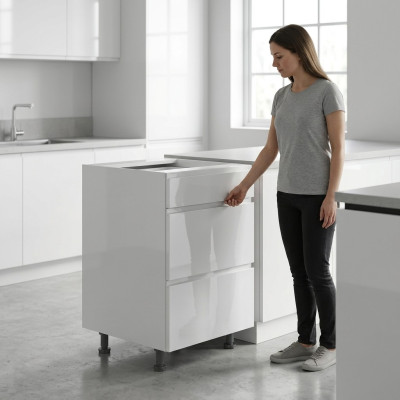 Mobiletto con cassetti sottobanco elemento con 3 cassetti lucido