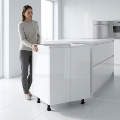 Mobile sottolavello per cucina lucido bianco