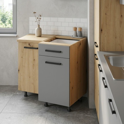 Armadio con cassetti e ripiani sottobanco per cucina