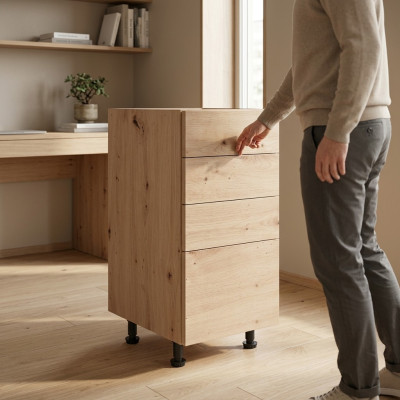 Comò con cassetti sottobanco con frontali dei cassetti per cucina