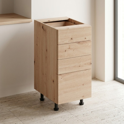 Comò con cassetti sottobanco con frontali dei cassetti per cucina