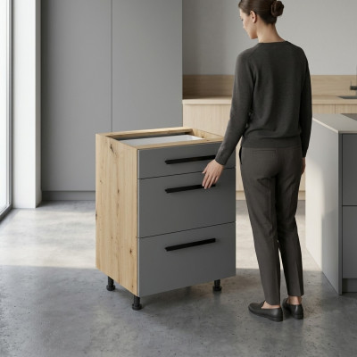 Mobile da cucina con cassetti in legno