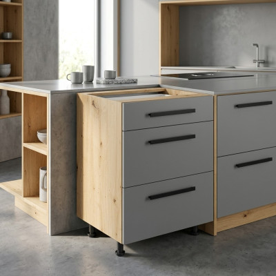 Mobile da cucina con cassetti in legno