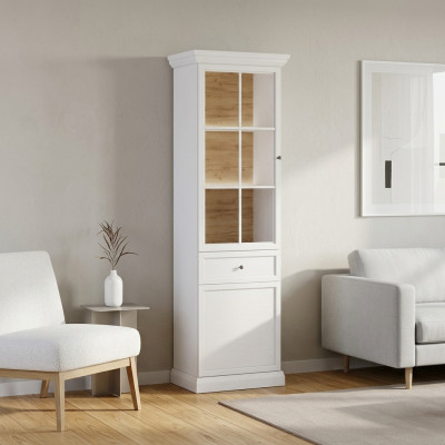 Armadio vetrina scaffale buffet credenza con frontale in vetro e cassetto