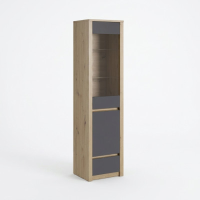 Armadio credenza vetrina con frontale in vetro ripiani in vetro cassetto