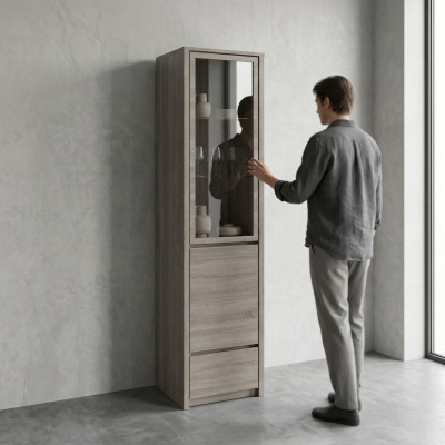 Armadio vetrina in legno grigio stile moderno ed elegante