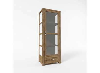 Armadio vetrina legno beige elegante spazio di stoccaggio senza tempo