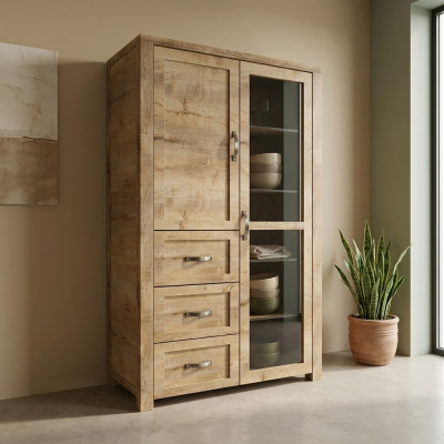Armadio vetrina in legno marrone stile moderno ed elegante