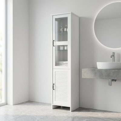 Armadio vetrina bianco moderno in MDF e vetro