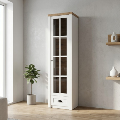Armadio vetrina in legno bianco stile moderno ed elegante