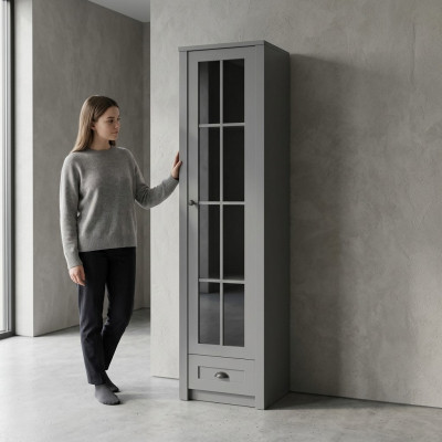 Armadio vetrina grigio in legno moderno ed elegante
