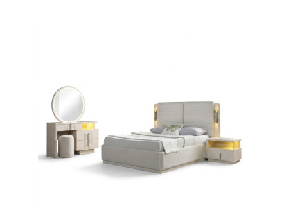 Letto imbottito camera da letto 2 comodini moderno elegante set 5 pezzi