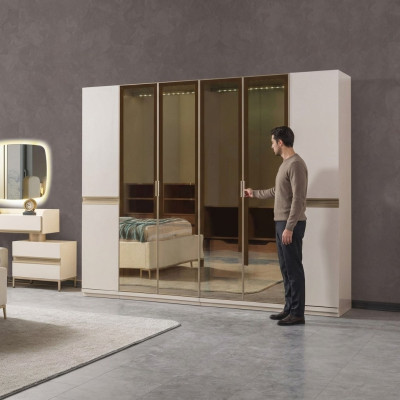 Armadio angolare moderno in vetro satinato grande design