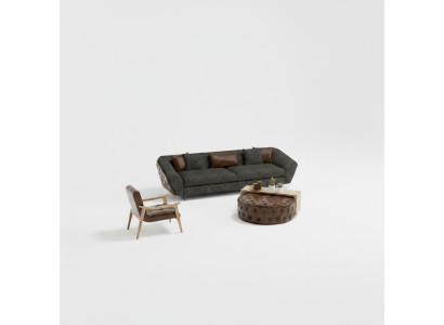 Set soggiorno divano, poltrona e tavolino in design moderno