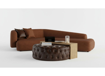 Set soggiorno divano tavolino e pouf in design moderno