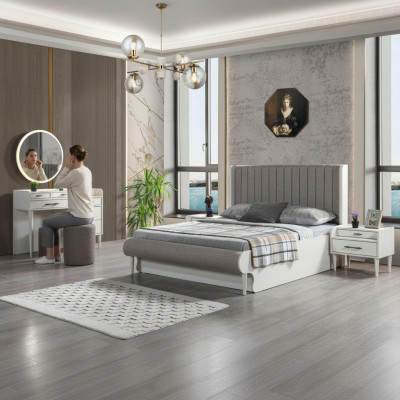 Camera da letto completa moderna 5 pz. Letto comodini armadio