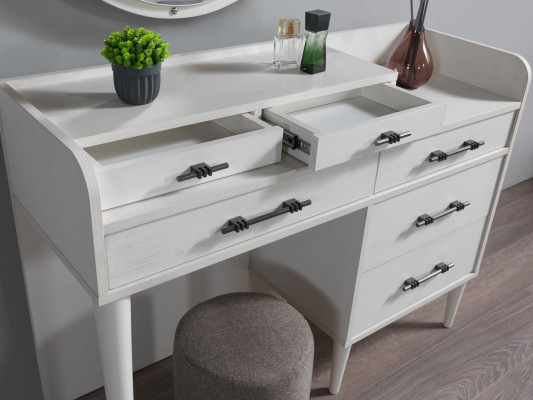 Toeletta moderna in legno per camera da letto con specchio