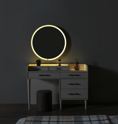 Toeletta moderna in legno per camera da letto con specchio