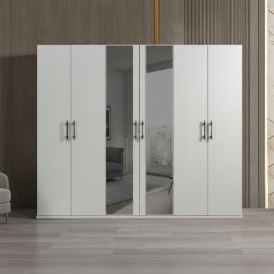 Armadio da letto bianco 254 cm moderno mobili di stoccaggio bianchi