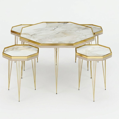 Set di tavolini da caffè 5 pezzi design legno tavolino soggiorno