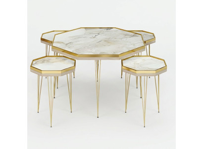 Set di tavolini da caffè 5 pezzi design legno tavolino soggiorno
