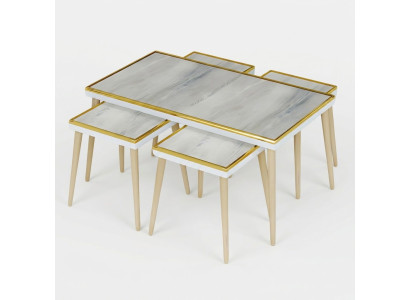 Wohnzimmer-Set Grau aus Holz und Edelstahl modern und stilvoll