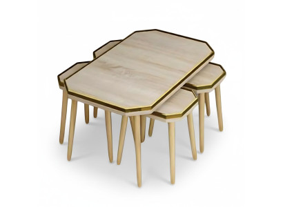 Wohnzimmer-Set Beige Holz Edelstahl modern elegant
