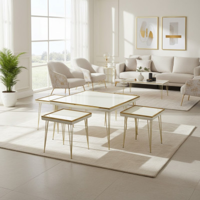 Set di tavolini da caffè 5 pezzi moderno in legno