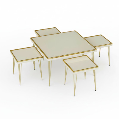 Set di tavolini da caffè 5 pezzi moderno in legno