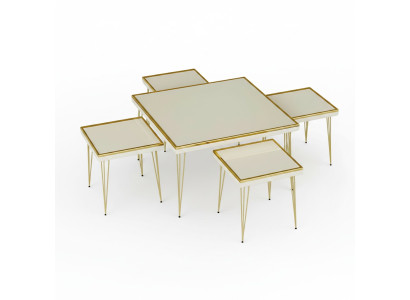 Set di tavolini da caffè 5 pezzi moderno in legno