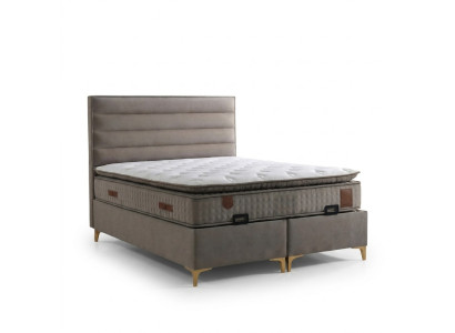 Letto in legno beige con materasso – Mobile elegante per la camera da letto