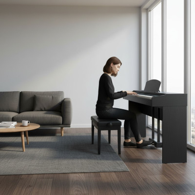 Elegante pianoforte digitale con suono potente e funzioni moderne