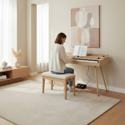 Piano digitale lucido marrone chiaro per casa