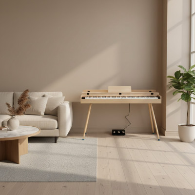Piano digitale lucido marrone chiaro per casa