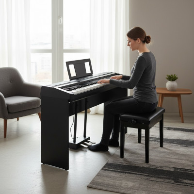 Piano digitale da palco nero lucido