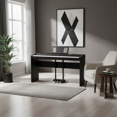 Piano digitale da palco nero lucido