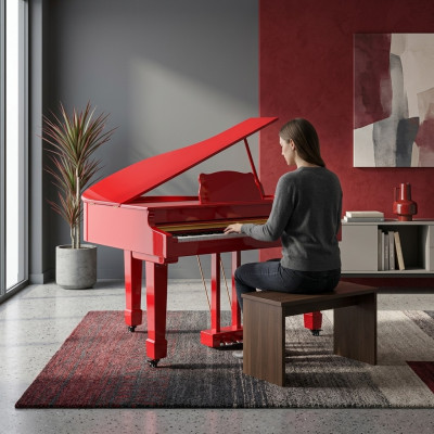 Pianoforte a coda rosso Digitalpiano Pianoforte a coda lucido