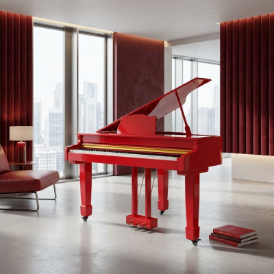 Pianoforte a coda rosso Digitalpiano Pianoforte a coda lucido