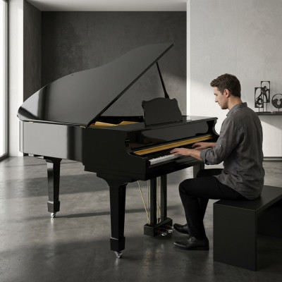 Pianoforte digitale nero pianoforte a coda lucido