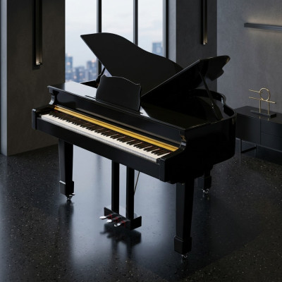 Pianoforte digitale nero pianoforte a coda lucido
