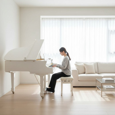Pianoforte digitale bianco a coda lucido