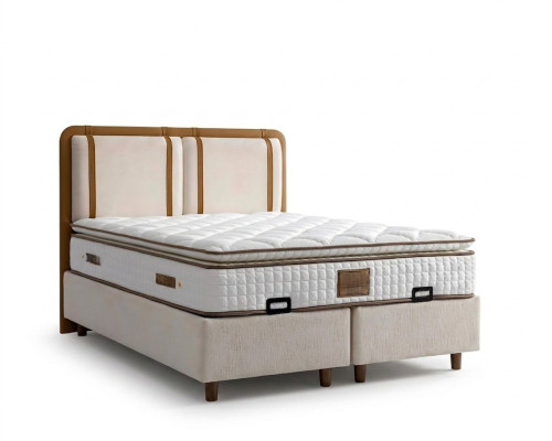 Colori chiari e neutri rendono il letto con materasso versatile.